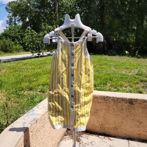 Maeve Striped Overall Mini Dress Sunshine Yellow XXS Womens Denim Boho Western